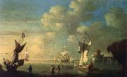Monamy, Peter A royal yacht and other shipping off the coast Sweden oil painting artist